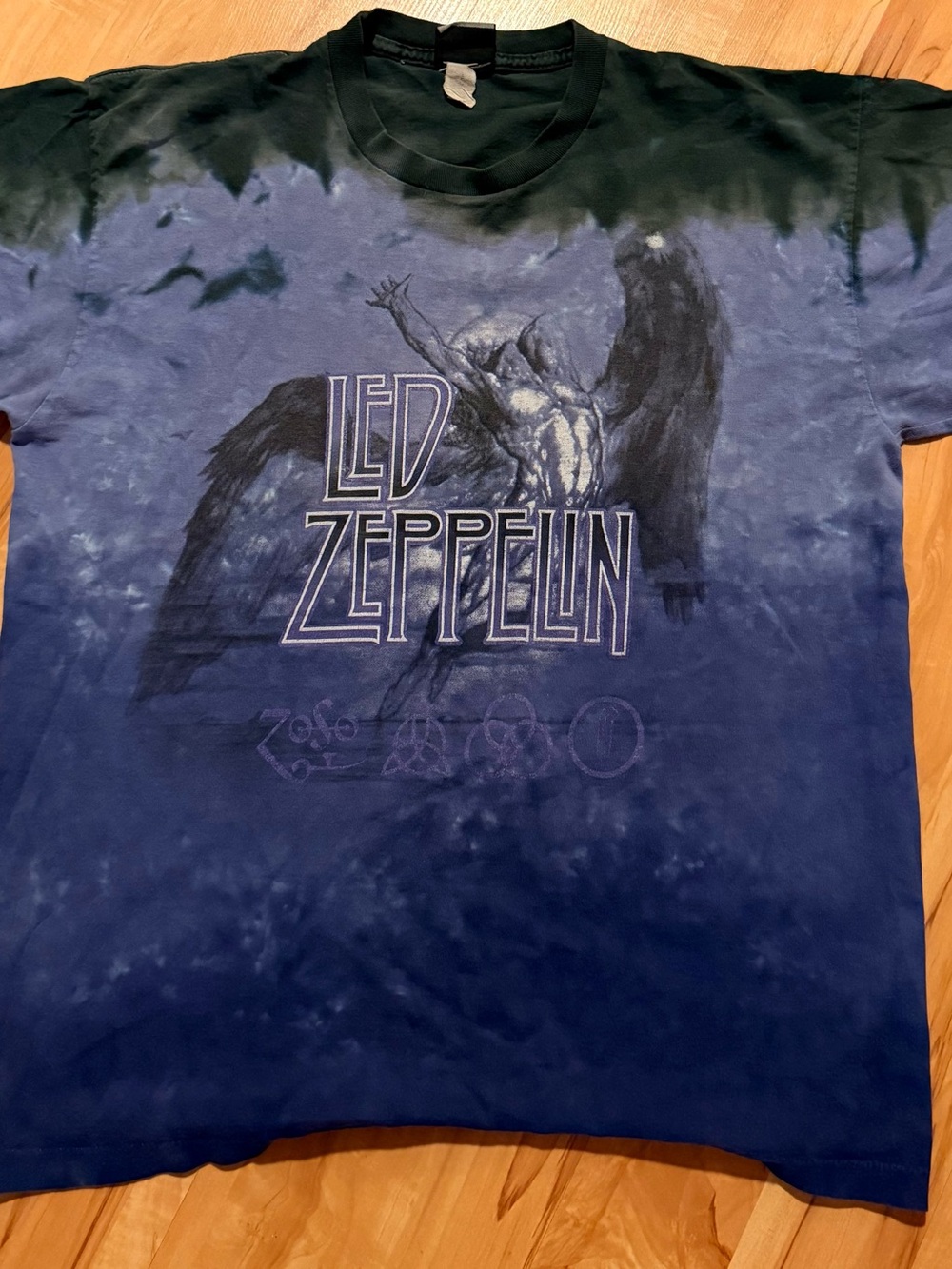 Liquid Blue Led Zeppelin Tie-Dye T-Shirt in Blue and Black